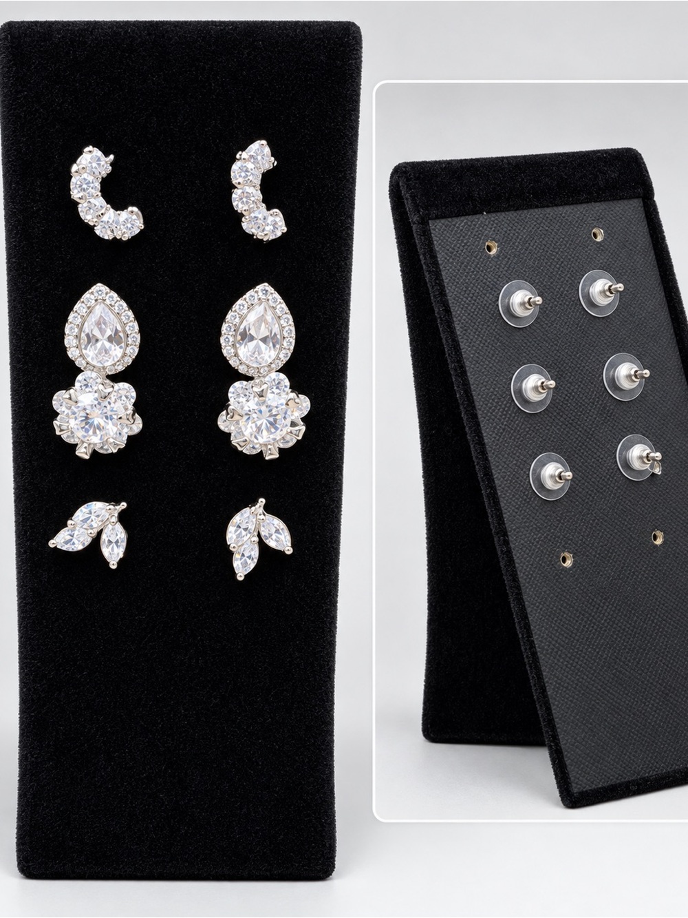 4 pc Swarovski Crystal Stud Earring Set - Clear